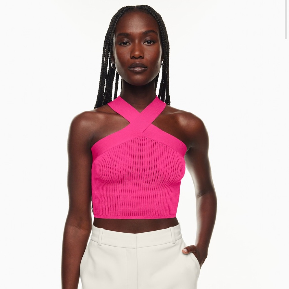 Aritzia Babaton Sculpt Knit Criss Cross Cropped Tank NWT